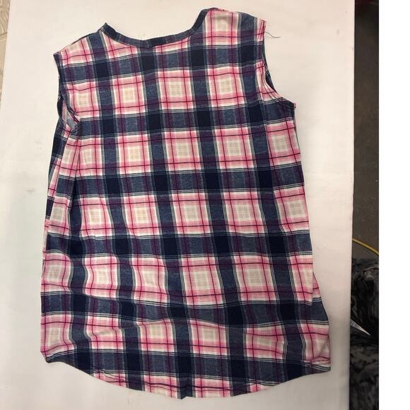 Vintage POMELO USA Large Plaid female top blouse front tie on waist  buttons - Picture 2 of 8